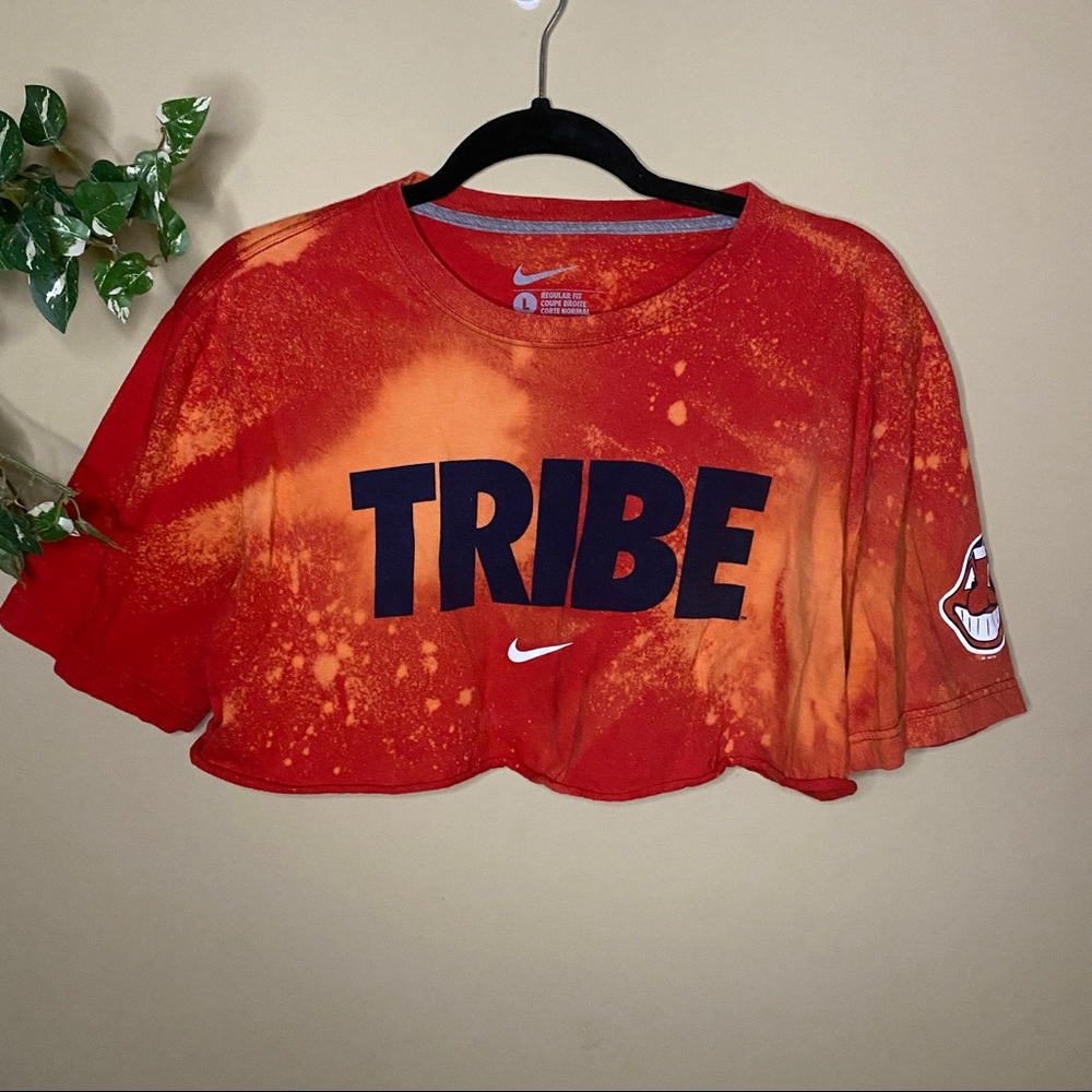Cleveland Indians Baseball Bleached Tie Dye Crop